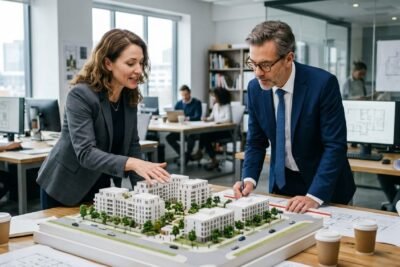 Uma profissional realiza a consultoria em gestão ambiental.